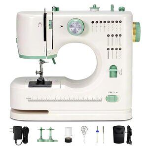 Mini Dual-Speed SewingMachine Double Needle & Double Thread16 Stitch Modes Begin
